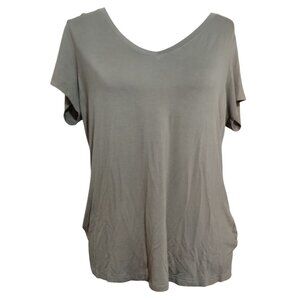 G By Giuliana Womens T Shirt V Neck Short Sleeve Soft Preppy Sage Green Size L